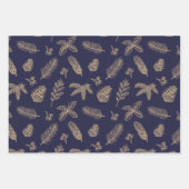 Kerstavond klassieke gouden dennen en botanische p inpakpapier vel (Voorkant 3)