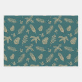 Kerstavond klassieke gouden dennen en botanische p inpakpapier vel (Voorkant)