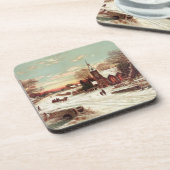 "Kerstavond" kurk onderzetter (Linkerzijde)