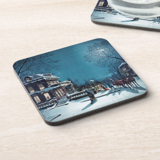 "Kerstavond" kurk onderzetter (Linkerzijde)