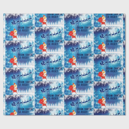 Kerstavond levering vanaf Santa Voeg kindernaam to Cadeaupapier (Vlak)