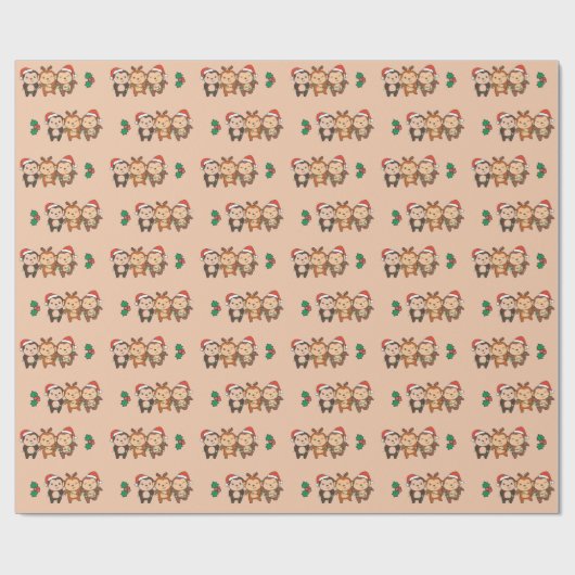 Kerstavond met apen cadeaupapier (Vlak)