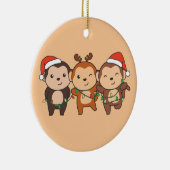 Kerstavond met apen keramisch ornament (Rechts)