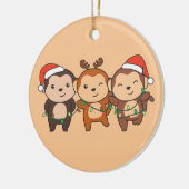 Kerstavond met apen keramisch ornament (Links)
