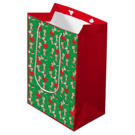Kerstavond met apenkerstcadeaupatroon groen rood medium cadeauzakje