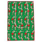 Kerstavond met apenkerstcadeaupatroon groen rood medium cadeauzakje (Achterkant)