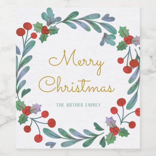 Kerstavond met bruine bessen Wijn Etiket (Enkel label)