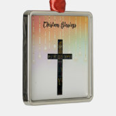 Kerstavond met Cross & Lights Metalen Ornament (Rechts)