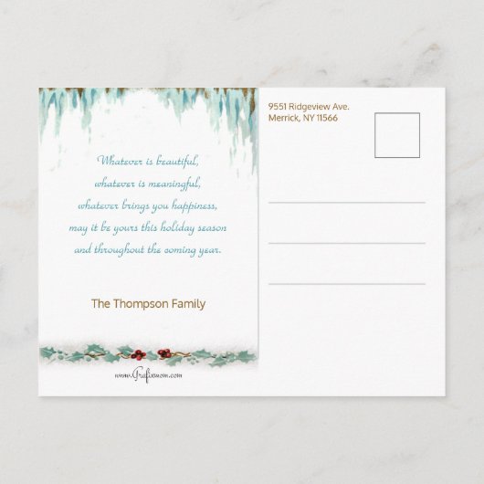 Kerstavond met de Holly Border Briefkaart (Achterkant)