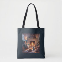 Kerstavond met de katten gezellige cadeautas tas