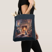 Kerstavond met de katten gezellige cadeautas tas (Dichtbij)