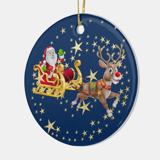 Kerstavond met de kerstmansschildpad keramisch ornament (Links)