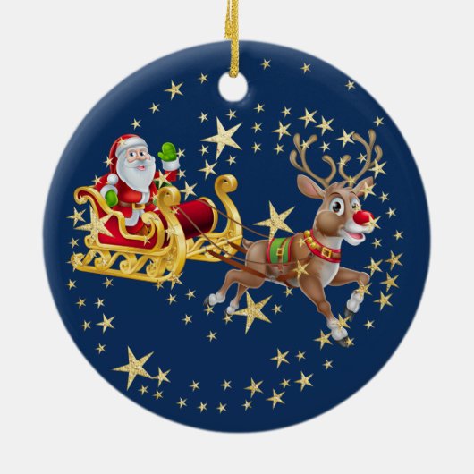 Kerstavond met de kerstmansschildpad keramisch ornament (Achterkant)