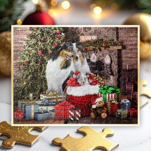 Kerstavond met een ruw Collie Familie - Hor. Legpuzzel