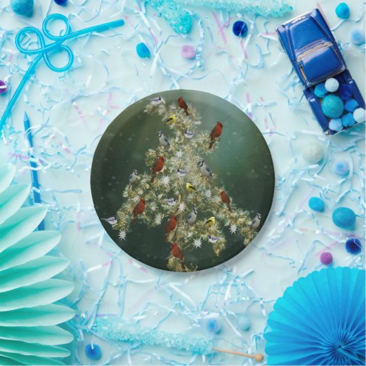 Kerstavond met Goldenrode en zongvogels Papieren Bordje (Feest)