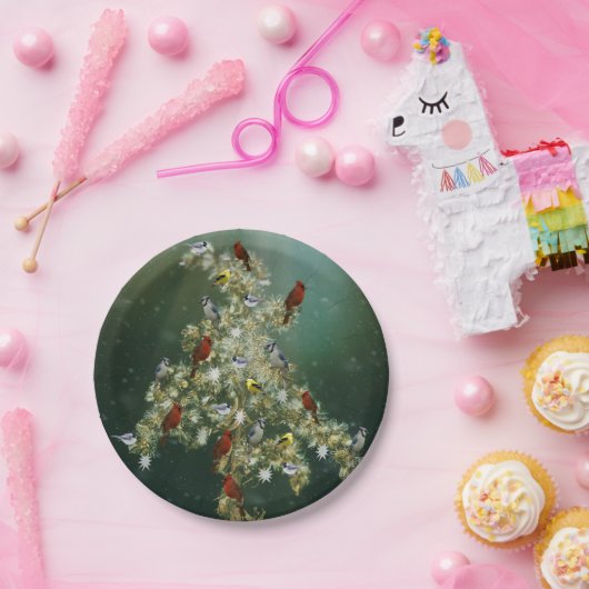 Kerstavond met Goldenrode en zongvogels Papieren Bordje (Feest)