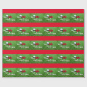 Kerstavond met golfbal op groen cadeaupapier (Vlak)