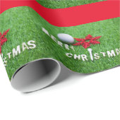 Kerstavond met golfbal op groen cadeaupapier (Rol Hoek)