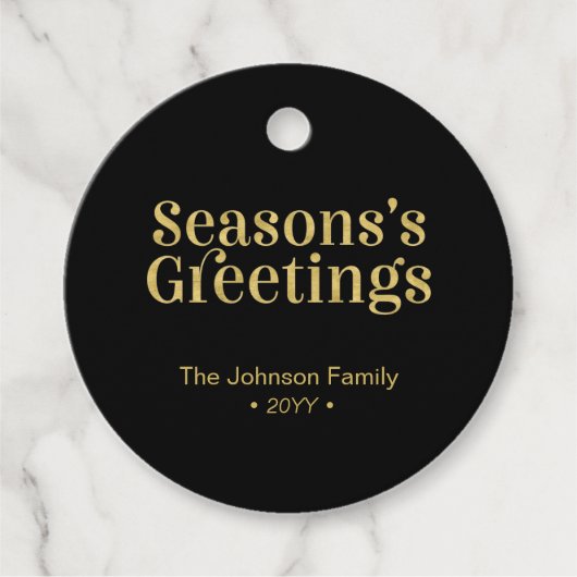 Kerstavond met gouden en zwarte zegens bedankjes labels (Voorkant)