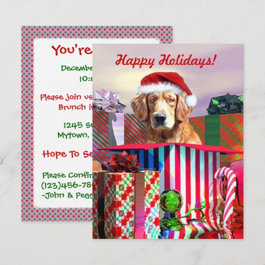 Kerstavond met Gouden Herriever Kaart (Voorkant / Achterkant)