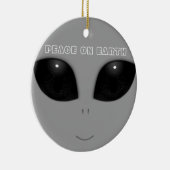 Kerstavond met grijze Alien-ogen Keramisch Ornament (Rechts)