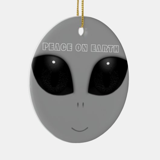 Kerstavond met grijze Alien-ogen Keramisch Ornament (Rechts)