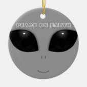 Kerstavond met grijze Alien-ogen Keramisch Ornament (Voorkant)