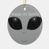 Kerstavond met grijze Alien-ogen Keramisch Ornament (Links)