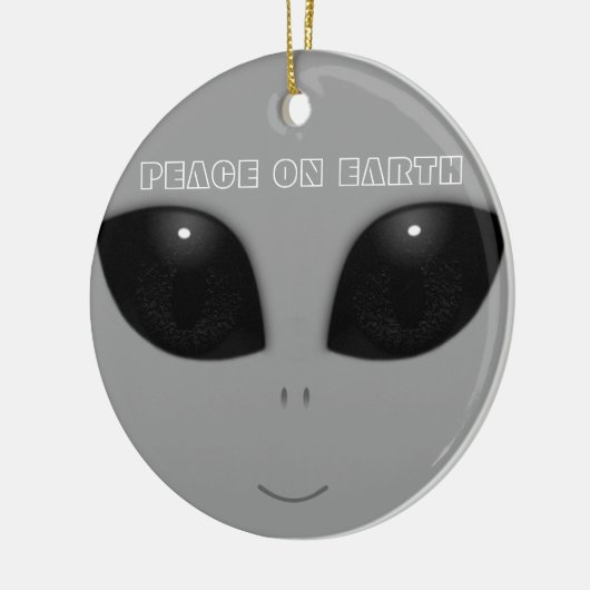 Kerstavond met grijze Alien-ogen Keramisch Ornament (Links)