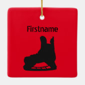 Kerstavond met ijshockey — grijze rode zwarte keramisch ornament (Achterkant)