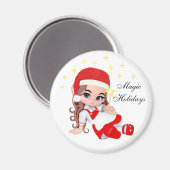 Kerstavond met kerst, engel en sterren magneet (Voorkant / Achterkant)