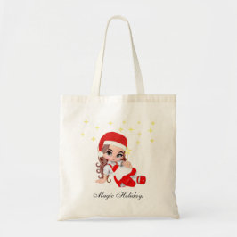 Kerstavond met kerst, engel en sterren tote bag