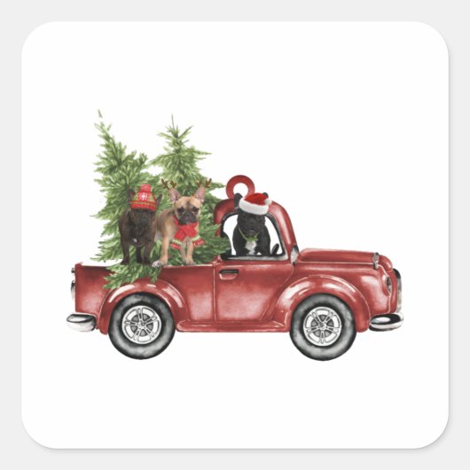 Kerstavond met kerstfeestdagen in de auto vierkante sticker (Voorkant)