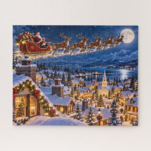 Kerstavond met Kerstman Legpuzzel (Horizontaal)