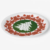 Kerstavond met rode en groene Floral Papieren Bordje (Gekanteld)