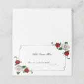 Kerstavond met rode en witte rozen plaatskaartje (Buitenkant ongevouwen)