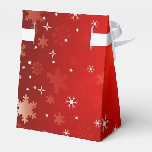 Kerstavond met rode en witte sneeuwvlokken bedankdoosjes (Achterkant)