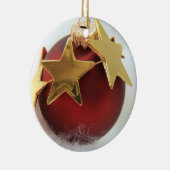 Kerstavond met rood en gouden versiering keramisch ornament (Rechts)