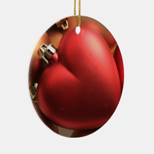 Kerstavond met rood hart keramisch ornament (Rechts)