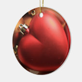 Kerstavond met rood hart keramisch ornament (Links)