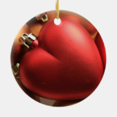 Kerstavond met rood hart keramisch ornament (Achterkant)