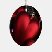 Kerstavond met rood hart keramisch ornament (Rechts)