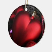 Kerstavond met rood hart keramisch ornament (Links)
