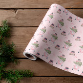 Kerstavond met roze achterroze Waterverf Cadeaupapier