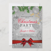Kerstavond met Silver & Red Glam Kaart (Voorkant)