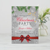 Kerstavond met Silver & Red Glam Kaart (Staand voorkant)