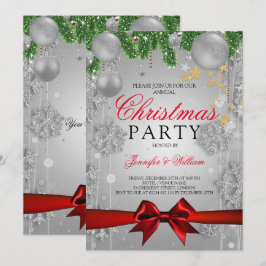 Kerstavond met Silver & Red Glam Kaart