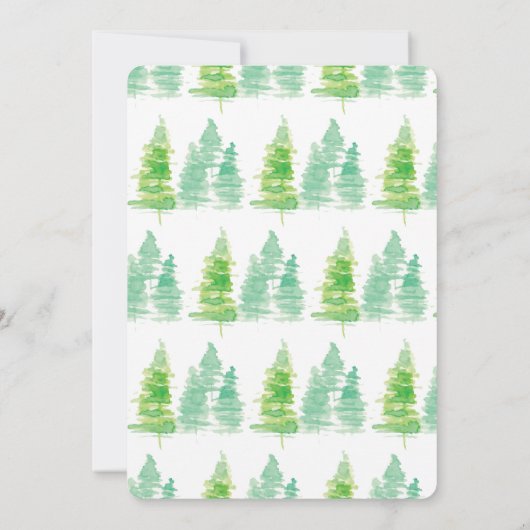 Kerstavond met waterkleurige feestbomen kaart (Achterkant)