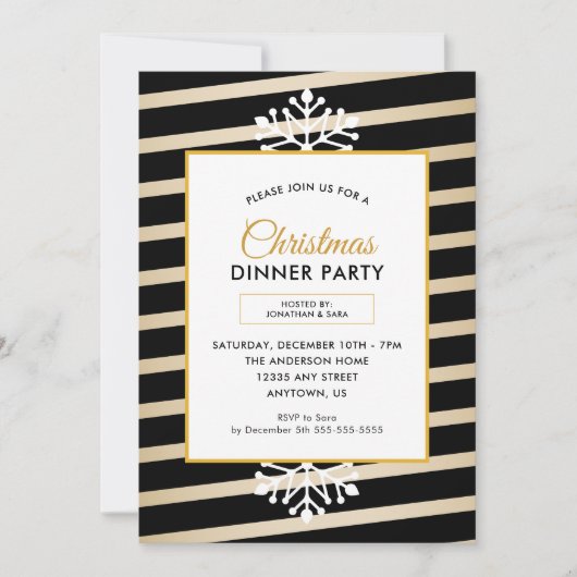 Kerstavond met zwarte en gouden elegant kaart (Voorkant)