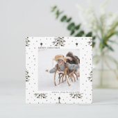 Kerstavond met zwarte en witte pine feestdagenkaart (Staand voorkant)